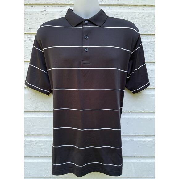 Callaway Golf Opti-Dri Polo Shirt Mens Large Black Stripe Athletic Performance - Picture 1 of 5
